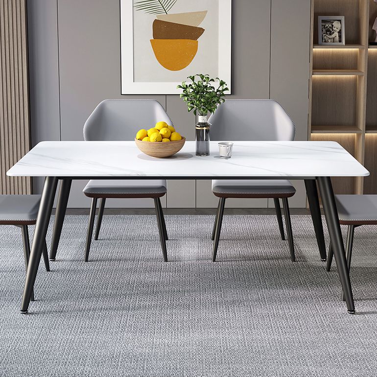 Contemporary Rectangle Shape Sintered Stone Dining Table Kitchen Dining Table with 4 Legs Base Clearhalo ' dining_table' 'Dining Tables & Seating' 'Dining Tables' 'Furniture' 'furniture_dining_table' 'Kitchen & Dining Furniture' 'kitchen&dining_furn' 'kitchen' 'kitchen_dining_table' 1200x1200_b194c2cb-da2a-4fbb-ae0b-6858ba7e0271