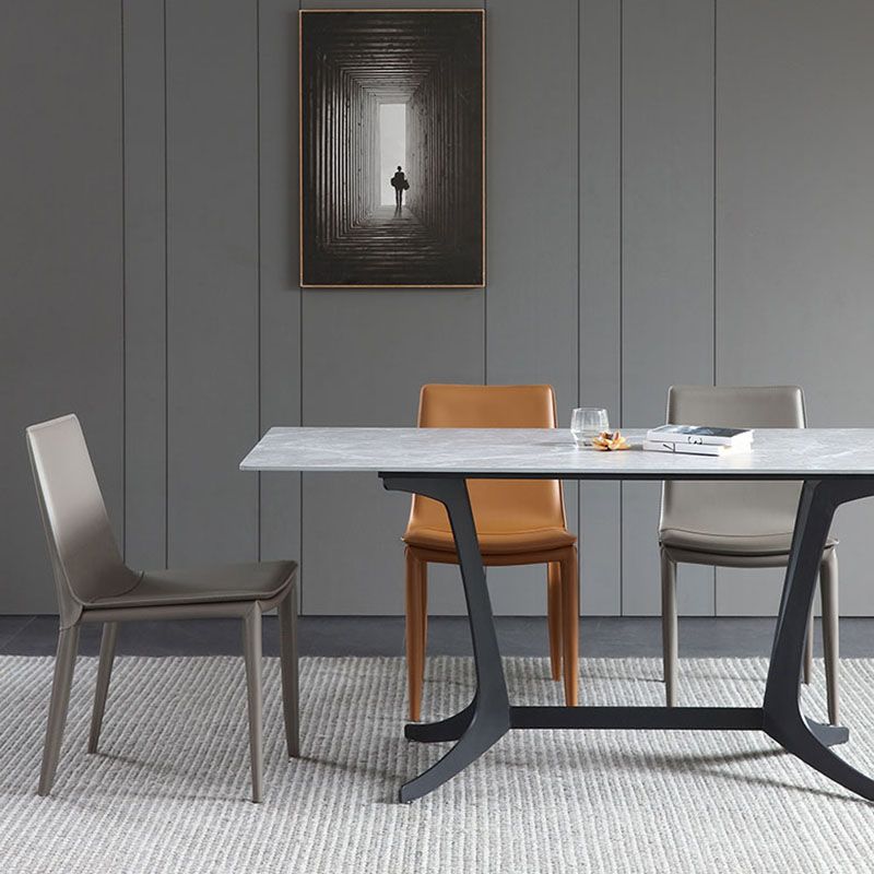 Modern Leather Dining Armless Chair Metal Dining Chairs for Home Use Clearhalo ' kitchen&dining_furn' 'Dining Chairs' 'Dining Tables & Seating' 'dining_chair' 'furn' 'furn_dining_chair' 'Furniture' 'furniture_dining_chair' 'Kitchen & Dining Furniture' 'kitchen' 1200x1200_b1952b27-0407-4c53-91e2-739a4a3e8834