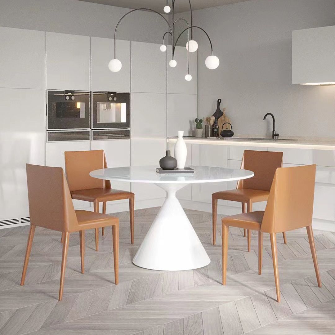 Contemporary Round Dining Table Sintered Stone Table with Metal Leg for Home Use Clearhalo 'Dining Tables & Seating' 'Dining Tables' 'dining_table' 'furn' 'furn_dining_table' 'Furniture' 'Kitchen & Dining Furniture' 1200x1200_b19572c6-a4e0-485c-a684-8a6b3e9d1f79