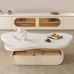 Pedestal Modern Slate Cocktail Table Free-Form Single Coffee Table with Shelf Clearhalo 'Coffee & Accent Tables' 'Coffee Tables' 'coffee_tables' 'furn' 'furn_coffee_tables' 'Furniture' 'Living Room Furniture' 1200x1200_b196bb84-c682-4f41-be4a-8257c94fc07a