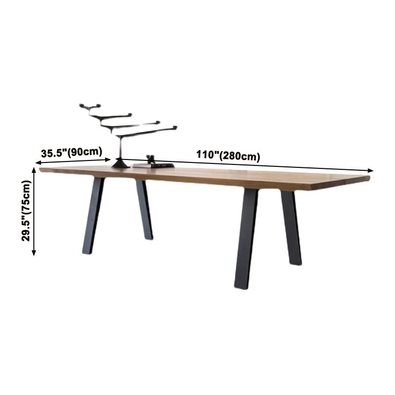 Rectangle 4 Legs Industrial Dining Table Wood Color Fixed Table of Solid Wood Clearhalo ' dining_table' 'Dining Tables & Seating' 'Dining Tables' 'furn' 'furn_dining_table' 'Furniture' 'furniture_dining_table' 'Kitchen & Dining Furniture' 'kitchen&dining_furn' 'kitchen' 'kitchen_dining_table' 1200x1200_b199ef5b-bd3c-4a20-bc97-2812eb9c912d
