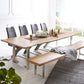 Modern Pine Wood Table for Restaurant Rectangle Dining Table with Silver Double Pedestal Clearhalo 'Dining Tables & Seating' 'Dining Tables' 'dining_table' 'furn' 'furn_dining_table' 'Furniture' 'furniture_dining_table' 'Kitchen & Dining Furniture' 'kitchen' 'kitchen_dining_table' 1200x1200_b19a4ba0-2f37-443e-92e2-673b031c6e01