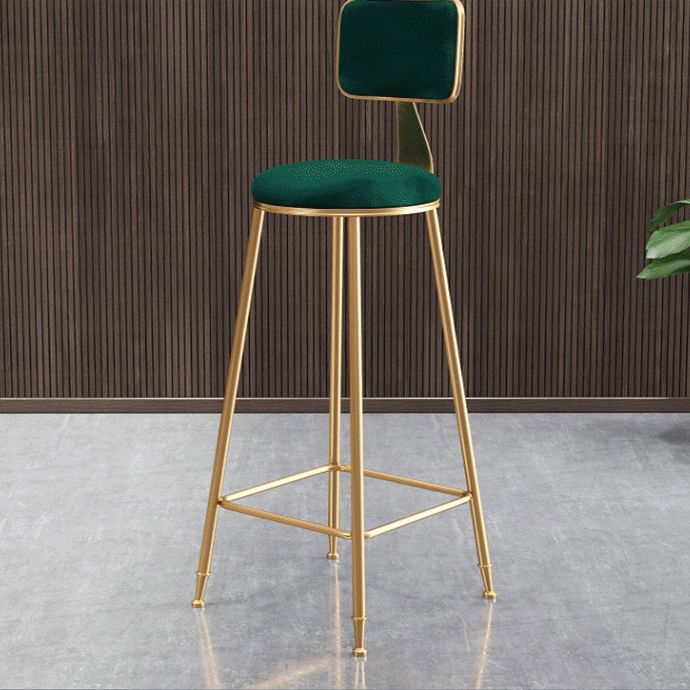 Glam Armless Backrest Counter Stool Steel Cashier Bar Stool with Flannel Cushion and Pedal Clearhalo 'Bar Furniture' 'Bar Stools' 'bar_stools' 'furn' 'furn_bar_stools' 'Furniture' 'furniture_bar_stools' 'Kitchen & Dining Furniture' 1200x1200_b19ac836-d1b3-4289-b44f-797d89d43dda