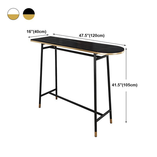 Industrial Iron Bar Table Faux Marble Specialty Top 41.3"H Bistro Table with Footrest Clearhalo 'Bar Furniture' 'Bar Tables' 'bar_tables' 'furn' 'furn_bar_tables' 'Furniture' 'furniture_bar_tables' 'Kitchen & Dining Furniture' 1200x1200_b19b074f-4fa0-4c7c-be5f-f4fa89dca2db