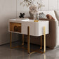 Frame Glam Style Side Table 23.62" Tall Stone Top Side Table with Storage Clearhalo 'Coffee & Accent Tables' 'End & Side Tables' 'end_side_tables' 'furn' 'furn_end_side_tables' 'Furniture' 'Living Room Furniture' 1200x1200_b19b8c5f-b1d4-4827-97f0-842af1638ddf