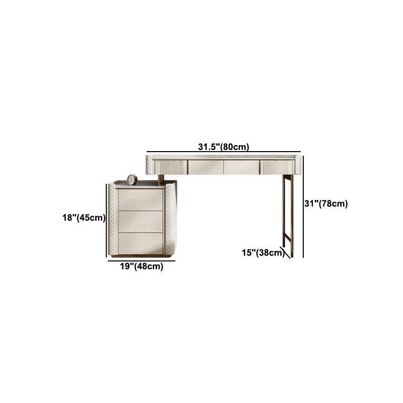 Contador de maquillaje de piedra 14.96 "de ancho mesas de tocador de madera maciza con cajones de almacenamiento