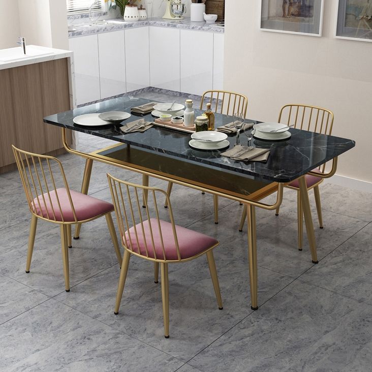 Traditional Luxury Dining Table Rectangle Marble Dinner Table with Metal Base Clearhalo ' dining_table' 'Dining Tables & Seating' 'Dining Tables' 'furn' 'furn_dining_table' 'Furniture' 'furniture_dining_table' 'Kitchen & Dining Furniture' 'kitchen&dining_furn' 'kitchen' 'kitchen_dining_table' 1200x1200_b19dcea3-adc4-4e57-a3cd-15659fcdf573