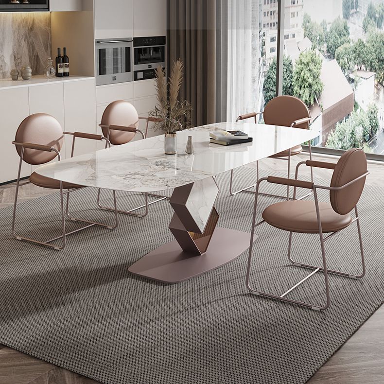 Glam Style Rectangle Sintered Stone Dining Set 1/4/5/7 Pieces Dining Set for Dining Areas Clearhalo 'Dining Room Sets' 'Dining Tables & Seating' 'dining_room_set' 'furn' 'furn_dining_room_set' 'Furniture' 'Kitchen & Dining Furniture' 1200x1200_b19e4302-546c-4838-b66d-29f63511b75b