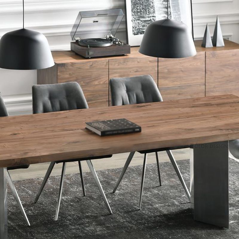 Rectangle Double Pedestal Luxury Dining Table Fixed Table with Solid Wood Clearhalo 'Dining Tables & Seating' 'Dining Tables' 'dining_table' 'furn' 'furn_dining_table' 'Furniture' 'furniture_dining_table' 'Kitchen & Dining Furniture' 'kitchen' 'kitchen_dining_table' 1200x1200_b1a060d8-8a73-479f-baeb-fdbca79390c2