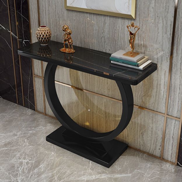 Glam Stone Console Sofa Table Rectangle Console Accent Table for Hall Clearhalo 'Console Tables' 'console_tables' 'Entry & Mudroom Furniture' 'furn' 'furn_console_tables' 'Furniture' 1200x1200_b1a07852-4a7f-4761-a804-7e34c0abb056