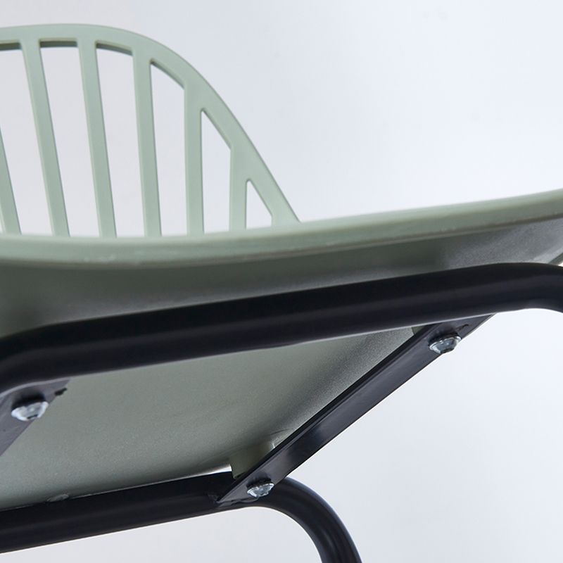 Contemporary Bucket Low Back Armless Bar Stools with Metal Base