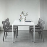 Modern White Kitchen Dining Table Sintered Stone Rectangle Shape Dining Table with 4 Legs Base Clearhalo ' dining_table' 'Dining Tables & Seating' 'Dining Tables' 'Furniture' 'furniture_dining_table' 'Kitchen & Dining Furniture' 'kitchen&dining_furn' 'kitchen' 'kitchen_dining_table' 1200x1200_b1a513de-065f-461a-b7ca-bca427734c64