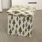 Modern Blue Square Ottoman Trees Pattern Cotton Indoor Ottoman