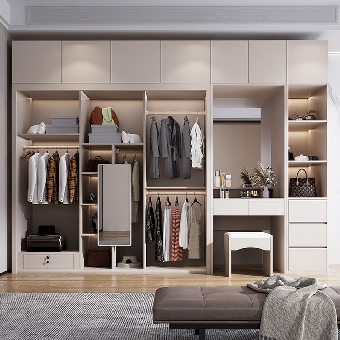 Contemporary Style Wardrobe Wooden Bedroom Wardrobe Closet with Shelves