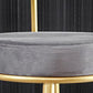 Taburete de bar de metal Glam con respaldo de tela y base dorada