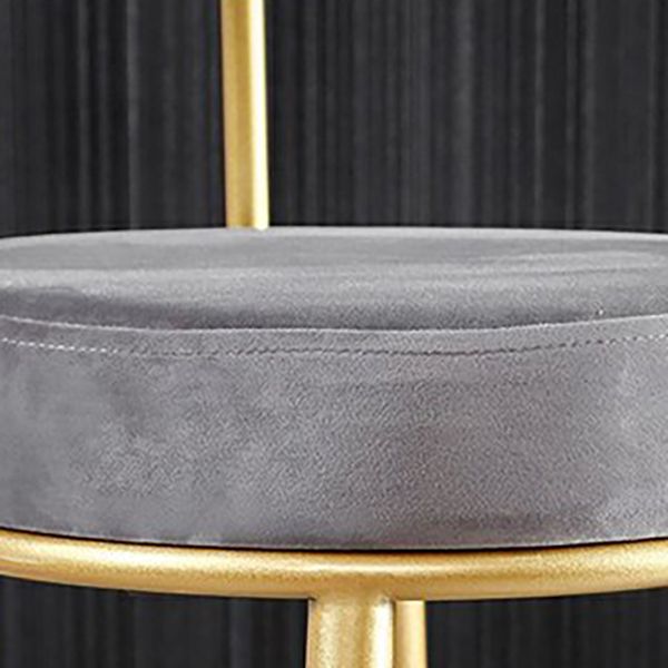 Taburete de bar de metal Glam con respaldo de tela y base dorada