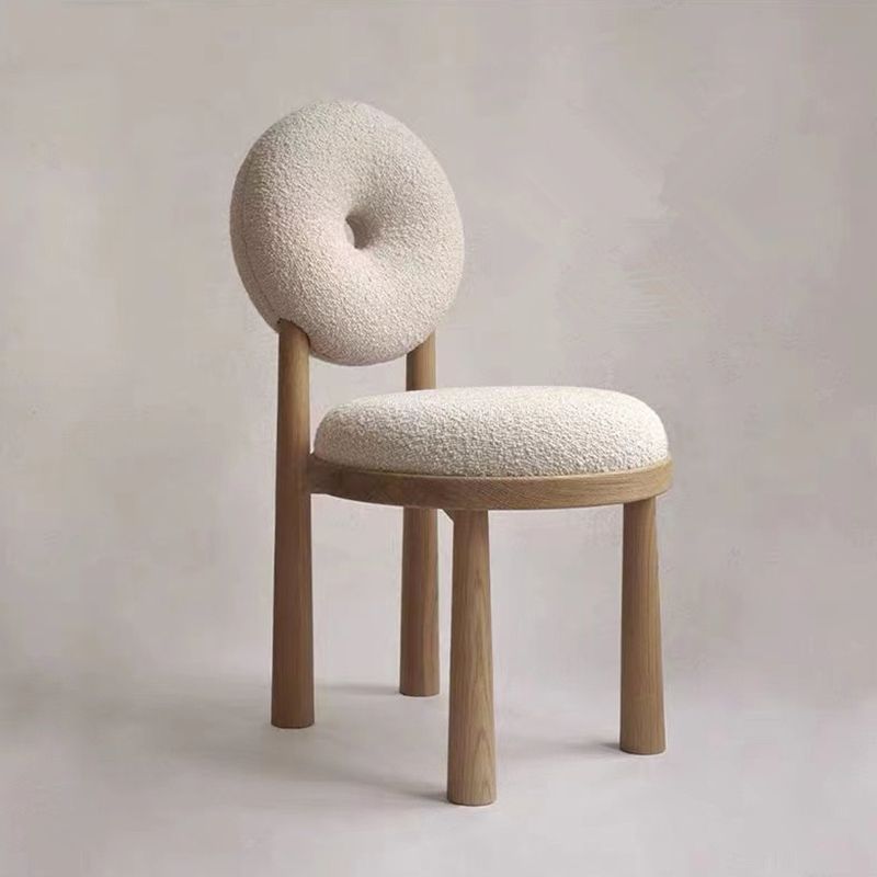 Nordic Armless Backrest Cushion Chair with Wooden Legs for Dining Room