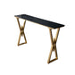 Glam Marble Bar Table with Rectangle Table Top Double Pedestal Table - 41.3" H Clearhalo 'Bar Furniture' 'Bar Tables' 'bar_tables' 'furn' 'furn_bar_tables' 'Furniture' 'furniture_bar_tables' 'Kitchen & Dining Furniture' 1200x1200_b1a97a2c-d1ef-4abf-9dff-7c0f43534a3c