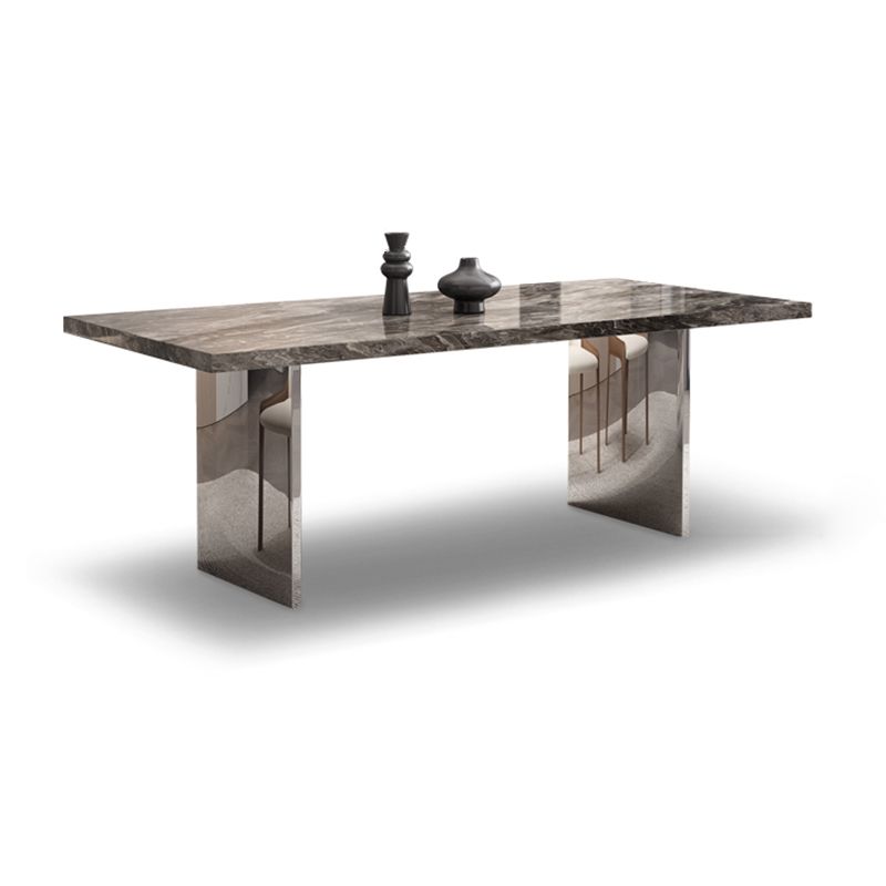 Juego de mesa de comedor marrón brillante 1/4/5/7 PCS Juego de comedor con sillas de cuero falso