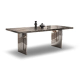 Juego de mesa de comedor marrón brillante 1/4/5/7 PCS Juego de comedor con sillas de cuero falso