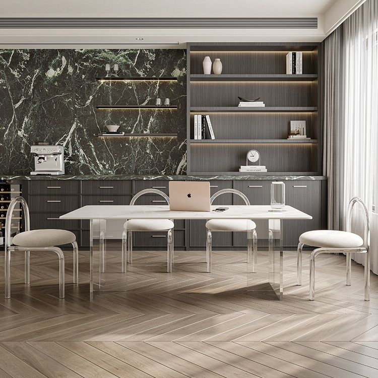 Contemporary 1/2/5/6 Pieces Dining Set Rectangle Acrylic Dining Room Set Clearhalo 'Dining Room Sets' 'Dining Tables & Seating' 'dining_room_set' 'furn' 'furn_dining_room_set' 'Furniture' 'furniture_dining_room_set' 'Kitchen & Dining Furniture' 1200x1200_b1acfd4a-290b-4b9c-9193-45a1498a8693