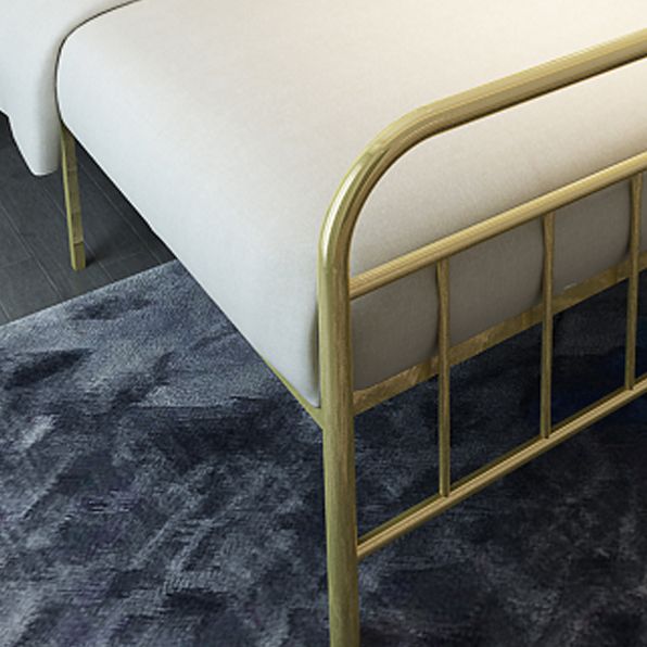 Letto standard con telaio metallico in stile moderno con testiera a frame aperto