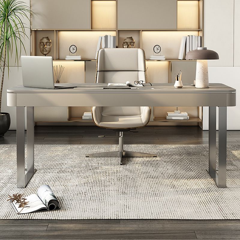 Rechthoek Stone Top Office Desk Modern Style Gray Writing Desk voor kantoor