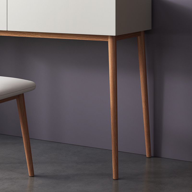 Tavolo da vanità contemporaneo e set di sgabelli con specchio, set di vanità per trucco in legno