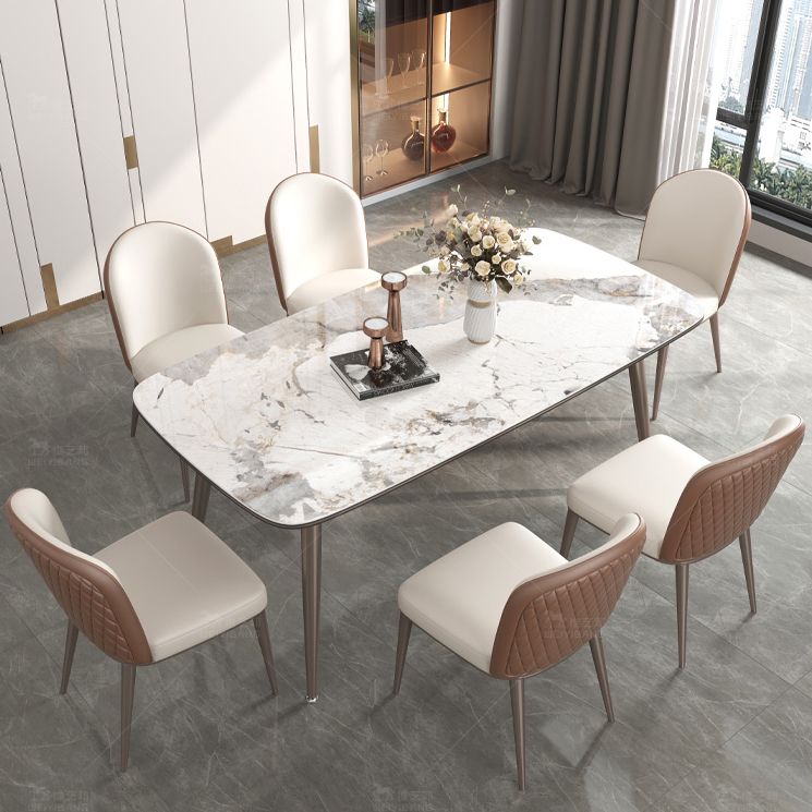Luxury Style Home Sintered Stone Dining Table 4 Legs Base Rectangle Table Clearhalo ' dining_table' 'Dining Tables & Seating' 'Dining Tables' 'furn' 'furn_dining_table' 'Furniture' 'furniture_dining_table' 'Kitchen & Dining Furniture' 'kitchen&dining_furn' 'kitchen' 'kitchen_dining_table' 1200x1200_b1b22cbe-954f-4394-b8fe-49bcc91c5838