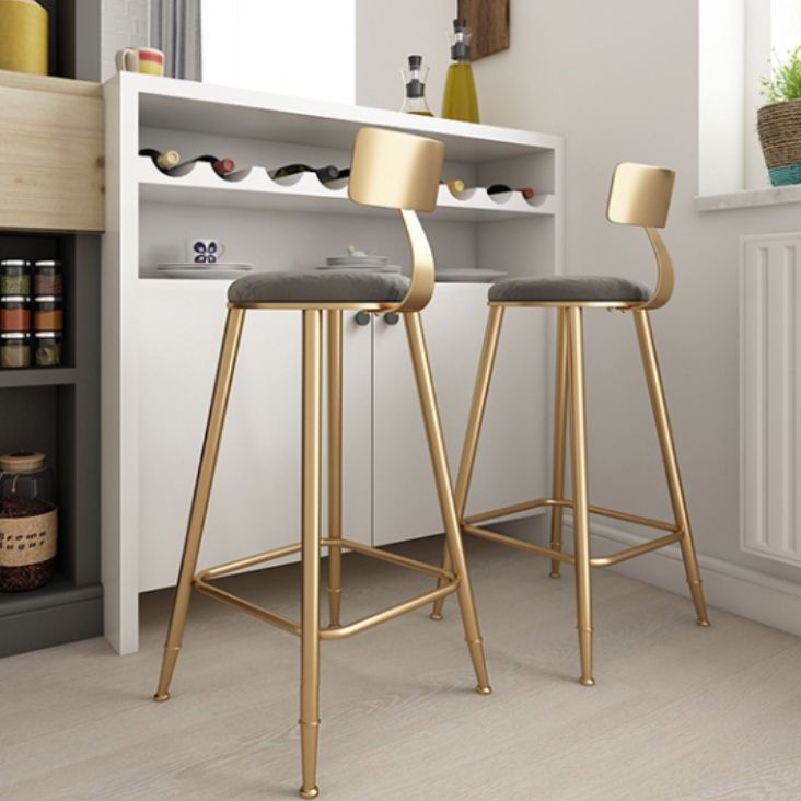 Glam Armless Backrest Counter Stool Steel Cafe Bar Stool with Cushion and Pedal Clearhalo 'Bar Furniture' 'Bar Stools' 'bar_stools' 'furn' 'furn_bar_stools' 'Furniture' 'Kitchen & Dining Furniture' 1200x1200_b1b28a37-4cc5-409c-8206-c0ae1ca12866