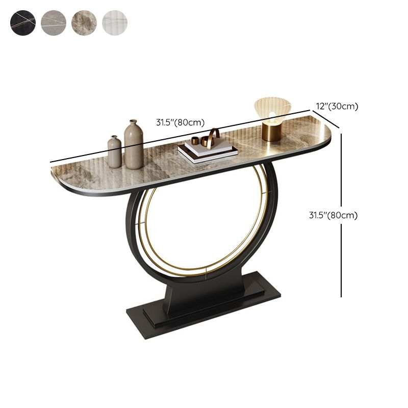 12 Inch Wide Accent Table Half Moon Stone Console Table for Hall Clearhalo 'Console Tables' 'console_tables' 'Entry & Mudroom Furniture' 'furn' 'furn_console_tables' 'Furniture' 1200x1200_b1b28d81-d242-4db3-8789-9260a33c2d64