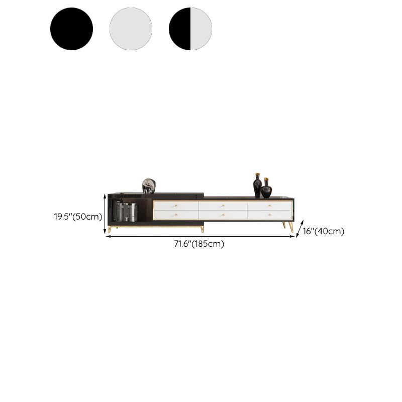 Glam – console sur pied en verre, tiroirs inclus, console multimédia avec pieds