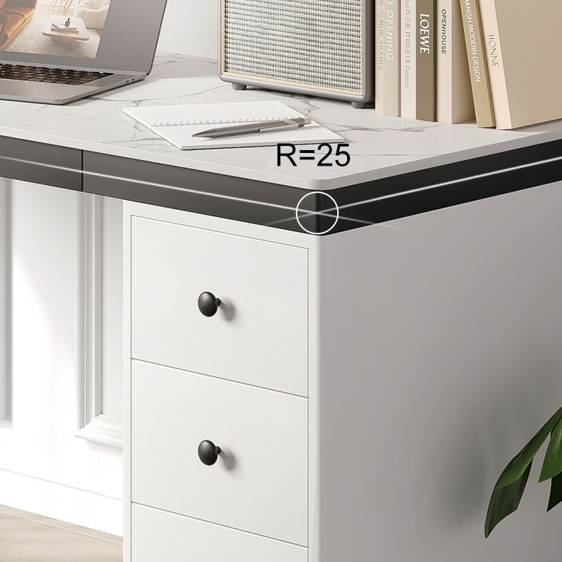 23 "Bureau d'écriture industriel de large bureau rectangulaire blanc