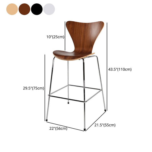 Modern Armless Backrest Bar Stool Wood Kitchen Bar Stool with 4 Metal Legs Clearhalo 'Bar Furniture' 'Bar Stools' 'bar_stools' 'furn' 'furn_bar_stools' 'Furniture' 'Kitchen & Dining Furniture' 1200x1200_b1b77171-dbaa-4c95-bf8e-01d39c3aceb7