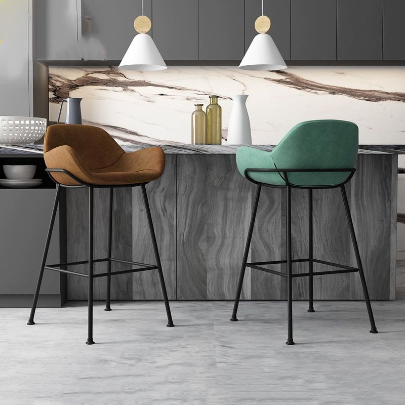 Modern Style Backrest Arm Counter Stool with Metal Base and Leather Cushion Clearhalo 'Bar Furniture' 'Bar Stools' 'bar_stools' 'furn' 'furn_bar_stools' 'Furniture' 'Kitchen & Dining Furniture' 1200x1200_b1b78592-83f7-4415-9cf2-8f9360bc7326