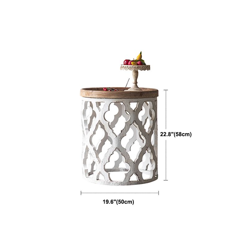 French Country Distressed Cocktail Table Wooden Round Top Shape Coffee Table