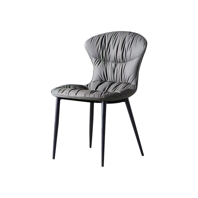 Sedia laterale in pelle finta gambe nere sala da pranzo parsons sedia