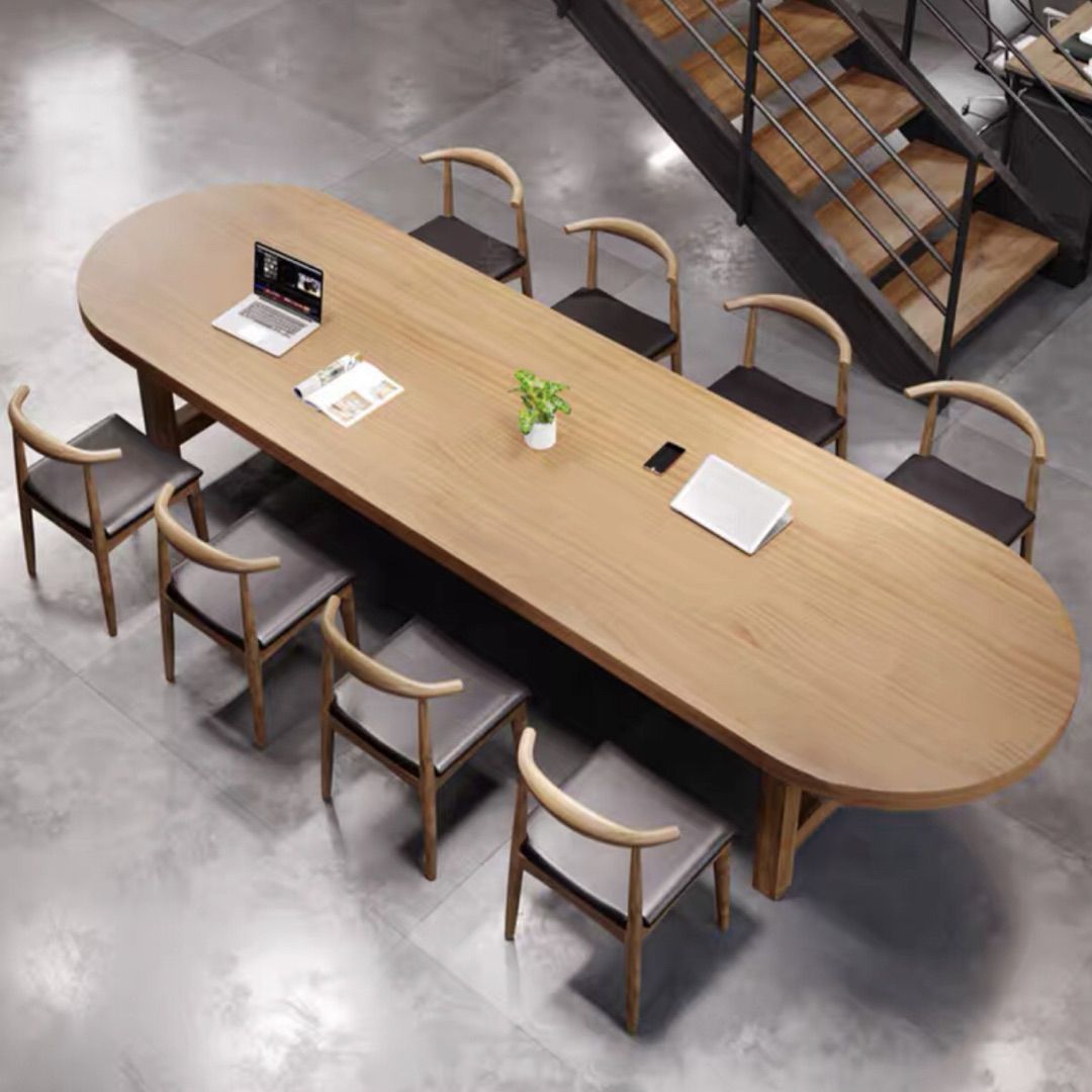 Oval Solid Wood Brown Tone Dining Table Simplicity Fixed Table for Dining Room Clearhalo ' dining_table' 'Dining Tables & Seating' 'Dining Tables' 'furn' 'furn_dining_table' 'Furniture' 'furniture_dining_table' 'Kitchen & Dining Furniture' 'kitchen&dining_furn' 'kitchen' 'kitchen_dining_table' 1200x1200_b1b92773-a570-46f9-b619-8a8a9f237249
