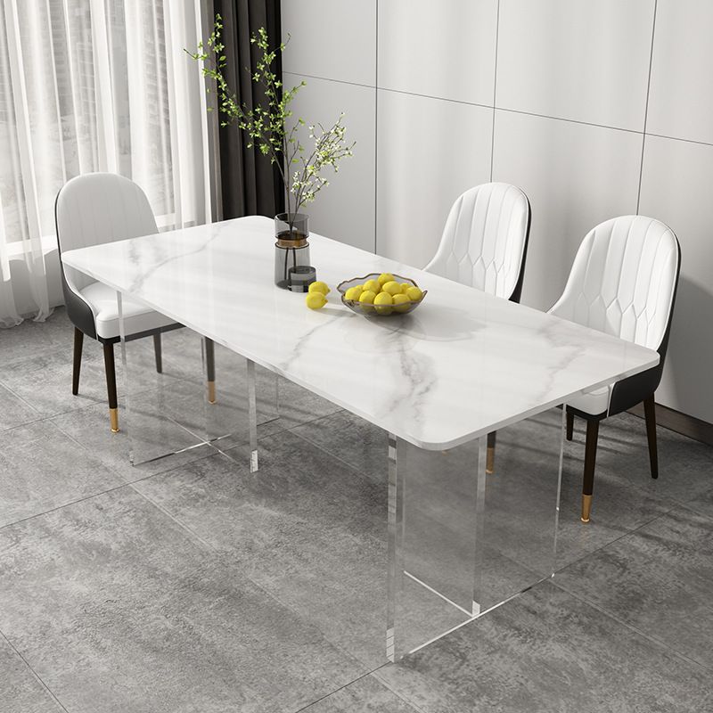 Stone Top Dining Table Contemporary Rectangle Dining Table with Double Pedestal Base Clearhalo ' dining_table' 'Dining Tables & Seating' 'Dining Tables' 'furn' 'furn_dining_table' 'Furniture' 'furniture_dining_table' 'Kitchen & Dining Furniture' 'kitchen&dining_furn' 'kitchen' 'kitchen_dining_table' 1200x1200_b1b97008-1f33-4201-ad20-e26ae0b45f49