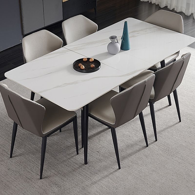 Simplicity Rectangle Home Fixed Desk Extendable Sintered Stone Dining Table Clearhalo 'Dining Tables & Seating' 'Dining Tables' 'dining_table' 'furn' 'furn_dining_table' 'Furniture' 'Kitchen & Dining Furniture' 1200x1200_b1ba33d2-98d9-4124-9277-42e01d8afb01