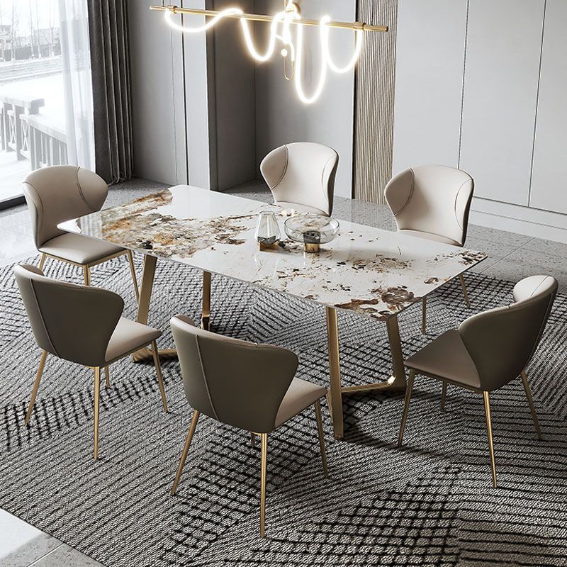 Contemporary Style 1/4/5/6/7 Pieces Furniture Sintered Stone Dining Table Set for Kitchen Clearhalo 'Dining Room Sets' 'Dining Tables & Seating' 'dining_room_set' 'furn' 'furn_dining_room_set' 'Furniture' 'furniture_dining_room_set' 'Kitchen & Dining Furniture' 'kitchen&dining_furn' 'kitchen' 1200x1200_b1bb541a-2de5-4436-814b-cea5741025ff