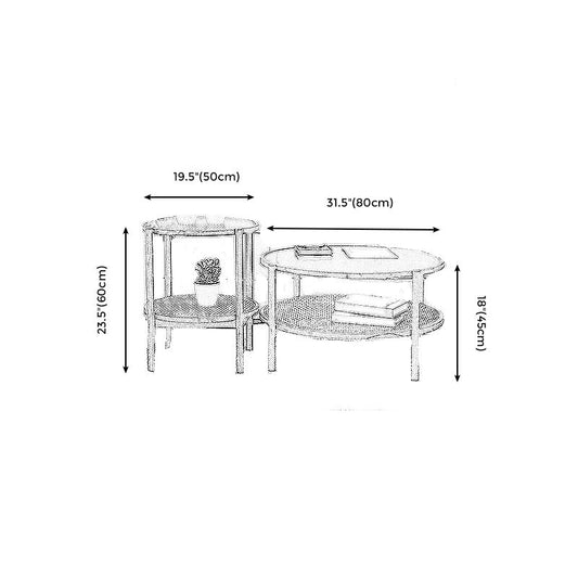 固体木製ベースのある4本の脚の束ねテーブル丸いコーヒーテーブルは、ガラスの上部にあります