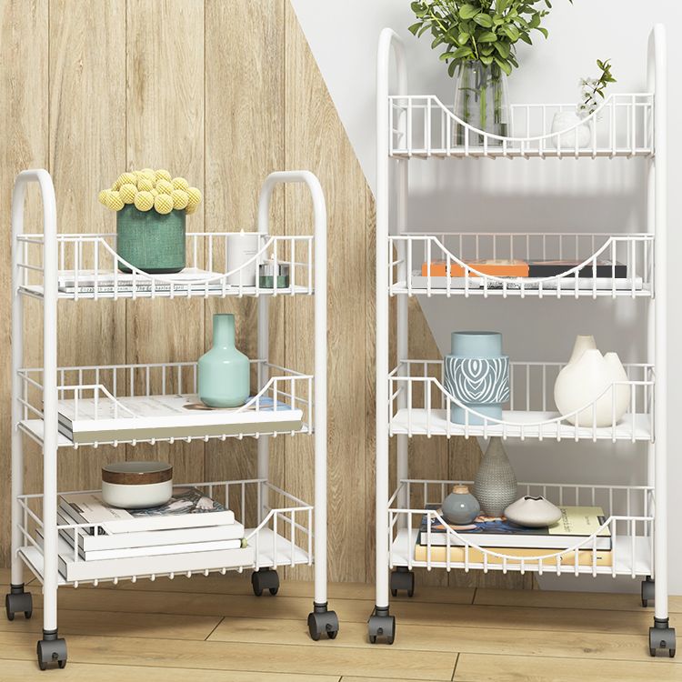 Contemporary Metal Bookshelf with Wheels Open Back Bookcase for Living Room