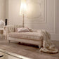 French Country Beige Chaise Lounge with Chenille for Bedroom and Living Room
