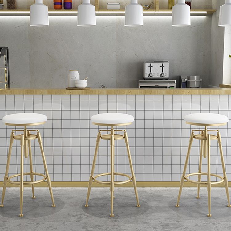 Glam Rotatable Liftable Counter Stool Iron Cafe Bar Stool with Cushion and Pedal Clearhalo 'Bar Furniture' 'Bar Stools' 'bar_stools' 'furn' 'furn_bar_stools' 'Furniture' 'furniture_bar_stools' 'Kitchen & Dining Furniture' 1200x1200_b1c03921-ede0-467c-8217-56747e7f2ba6