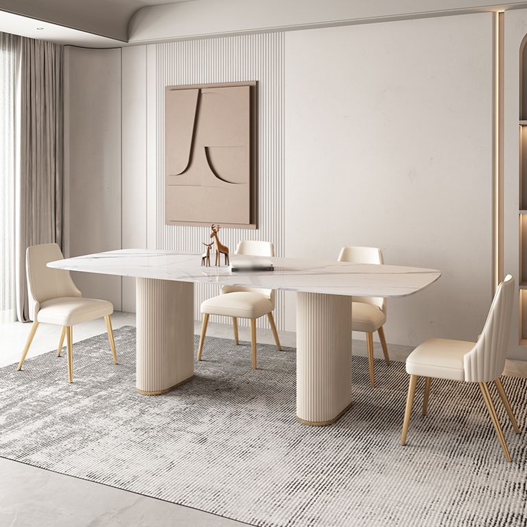 Modern Leatherwear Dinette Set 1/4/5/7 Pieces White Sintered Stone Top Dining Table Set Clearhalo 'Dining Room Sets' 'Dining Tables & Seating' 'dining_room_set' 'furn' 'furn_dining_room_set' 'Furniture' 'furniture_dining_room_set' 'Kitchen & Dining Furniture' 1200x1200_b1c33340-0274-43b6-8709-fcf5320fd78f