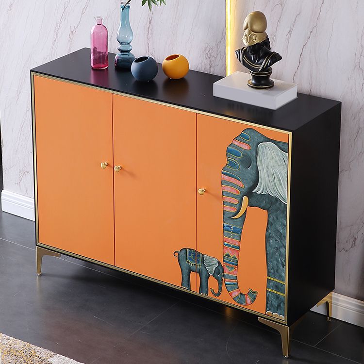47.5"L Glam Engineered Wood Credenza Orange Cabinets Dining Server for Living Room Clearhalo 'buffet_sideboard' 'Buffets & Sideboards' 'furn' 'furn_buffet_sideboard' 'Furniture' 'Kitchen & Dining Furniture' 1200x1200_b1c40dce-dbc6-4bb9-9ac9-4ce83971c035