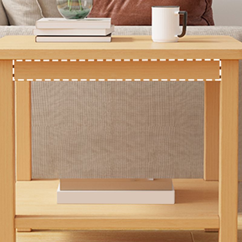 Modernistic Side Table Double Tier Wood Accent Side Table with Shelf
