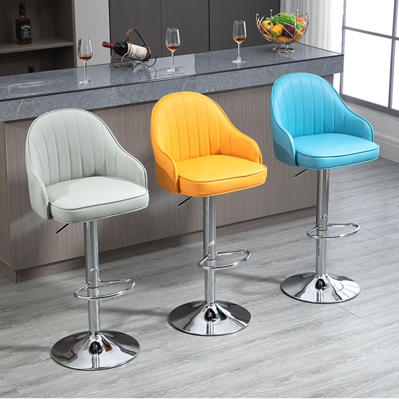 Industrial Style Bar-stool with Metal Pedestal Leather Seat for Kitchen Bar Clearhalo 'Bar Furniture' 'Bar Stools' 'bar_stools' 'furn' 'furn_bar_stools' 'furniture_bar_stools' 'Kitchen & Dining Furniture' 'kitchen&dining_furn' 'kitchen' 'kitchen_furn' Furniture' 1200x1200_b1c511f5-cfdc-4b06-9ac3-62572fb051a4