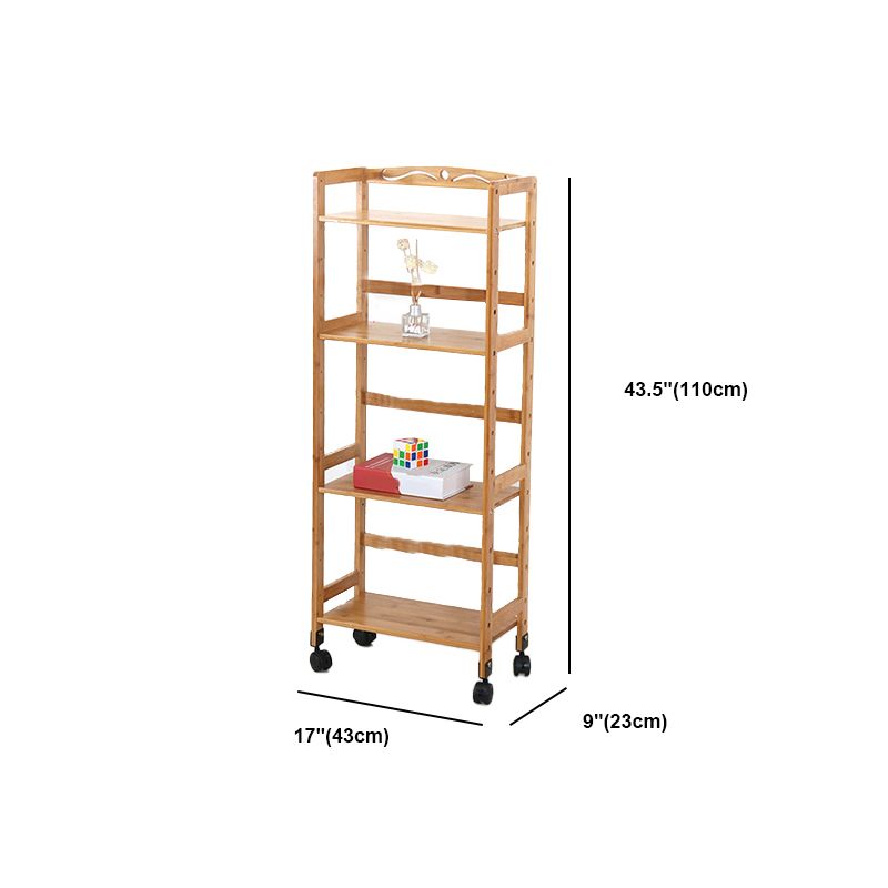 Wooden Bamboo Bookcase 9" Wide with Rectangular Shelves Bookshelf for Study Room
